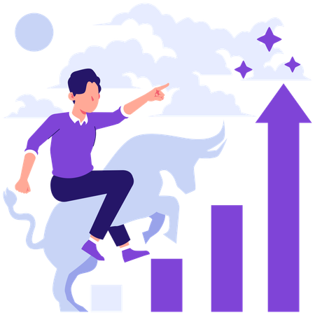 Businessman analyzes profit growth  Illustration