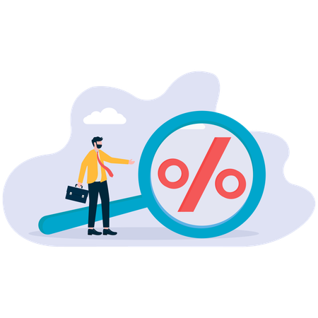 Businessman analyzes sale percentage  Illustration