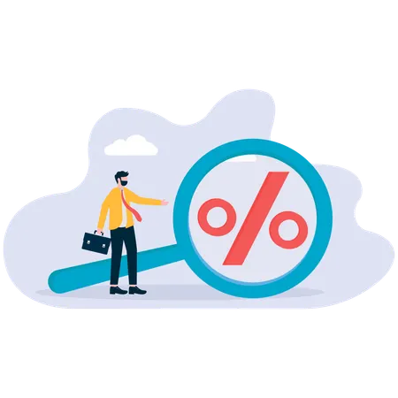 Businessman analyzes sale percentage  Illustration