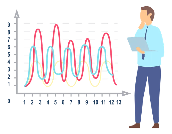 Businessman analyzing analytics chart  Illustration