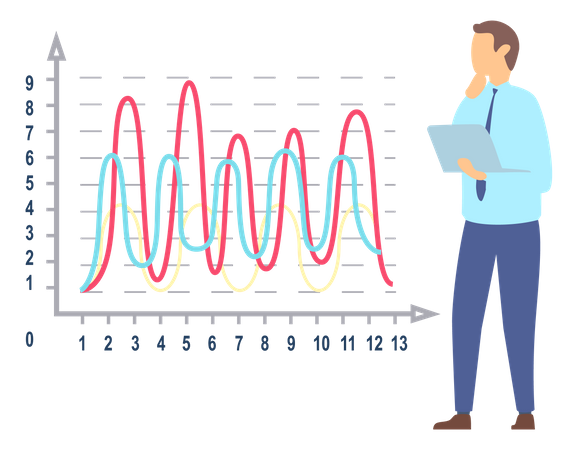 Businessman analyzing analytics chart  Illustration