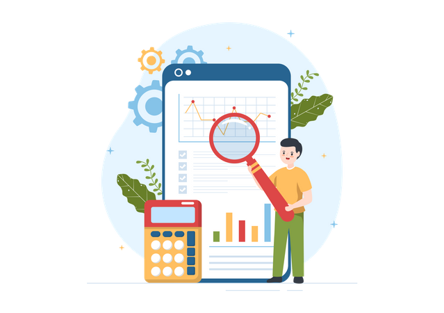 Businessman analyzing Audit Report  Illustration