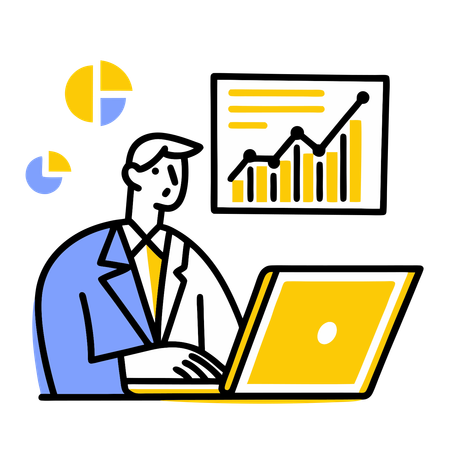 Businessman analyzing bar chart  Illustration