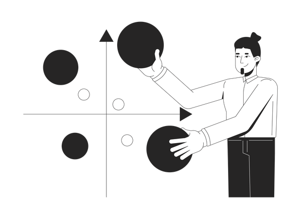 Businessman analyzing bubble chart  Illustration