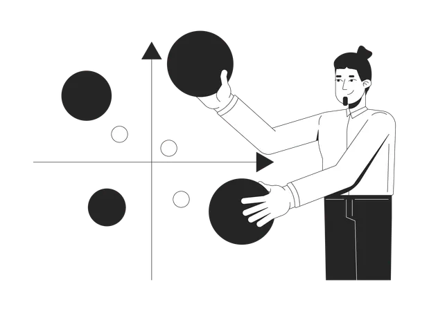 Businessman analyzing bubble chart  Illustration