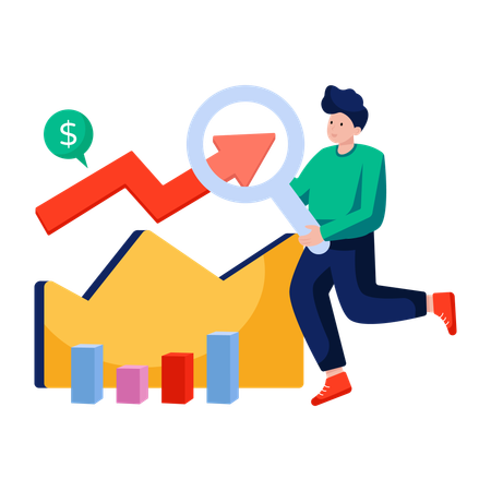 Businessman analyzing Business chart  Illustration