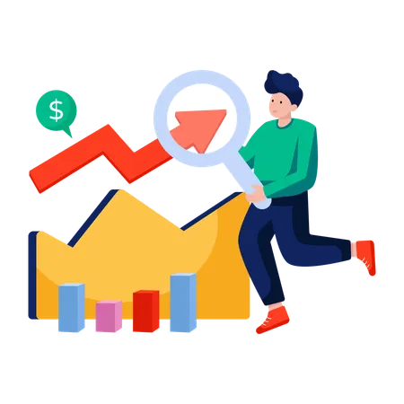 Businessman analyzing Business chart  Illustration