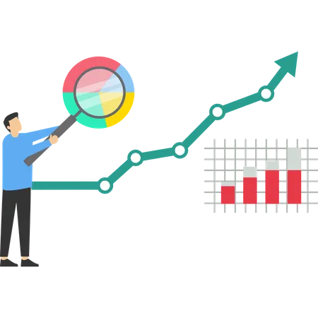 Businessman analyzing business data and financial report  Illustration