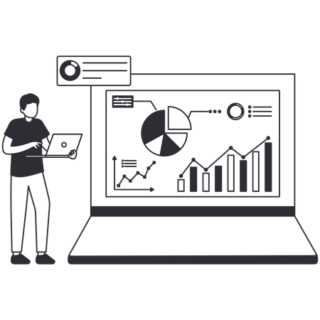 Businessman analyzing business data  Illustration