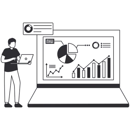 Businessman analyzing business data  Illustration