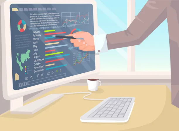 Businessman analyzing business data  Illustration