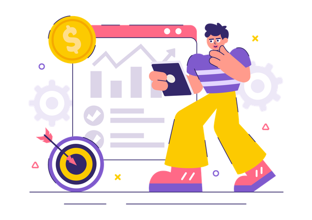 Businessman analyzing business diagram  Illustration