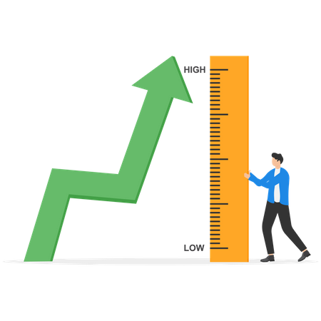 Businessman analyzing business growth and development  Illustration