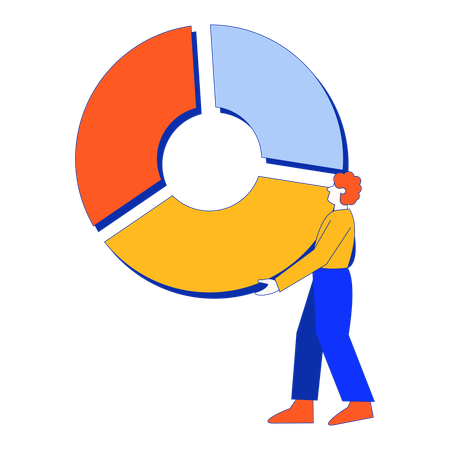 Businessman analyzing business pie chart diagram  Illustration