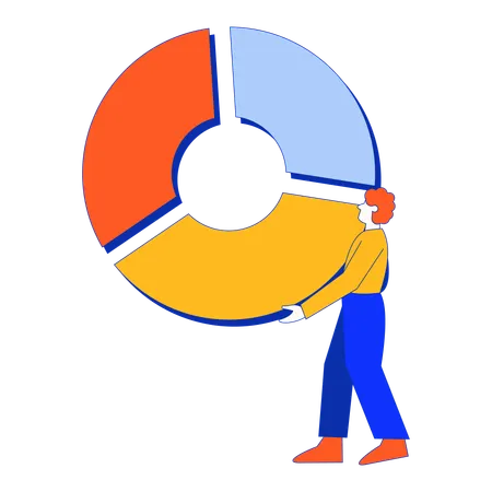 Businessman analyzing business pie chart diagram  Illustration