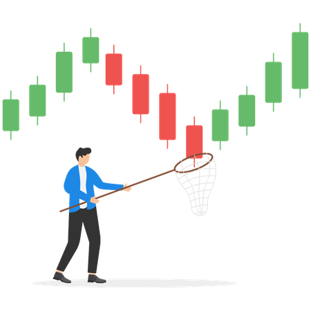 Businessman analyzing candle stick graph  Illustration