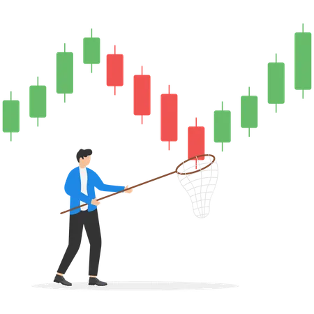 Businessman analyzing candle stick graph  Illustration