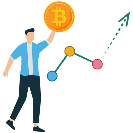 Businessman analyzing Cryptocurrency Growth and Bitcoin Surge  Illustration