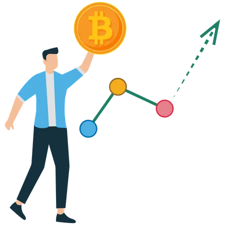 Businessman analyzing Cryptocurrency Growth and Bitcoin Surge  Illustration