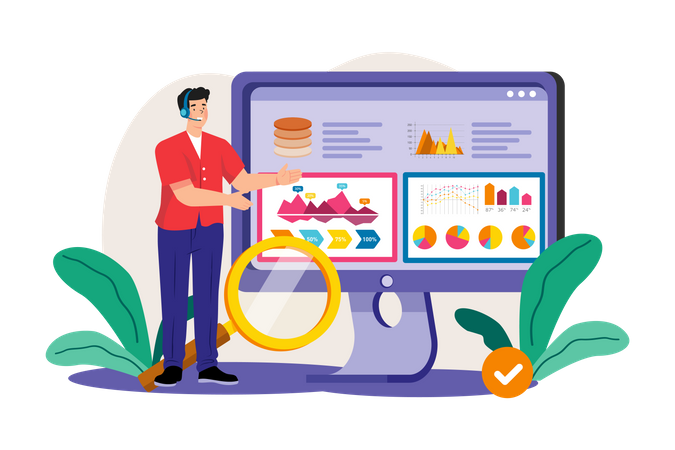 Businessman Analyzing Dashboard  Illustration