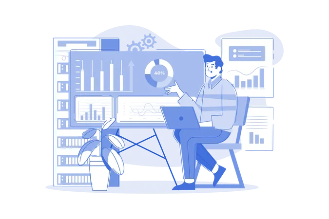 Businessman Analyzing Data Illustration Concept A Flat Illustration Isolated On White Background Illustration