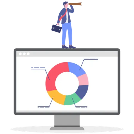 Businessman Analyzing data  Illustration