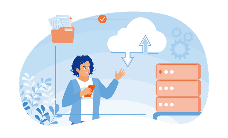 Businessman Analyzing Data On Computer and Correct Data Errors  Illustration