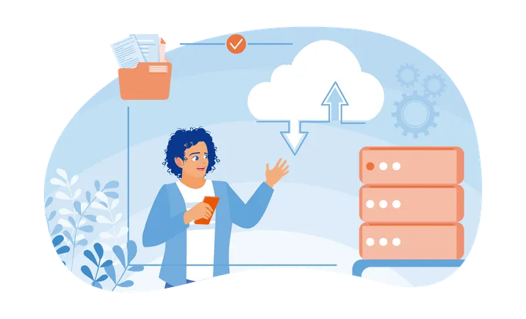 Businessman Analyzing Data On Computer and Correct Data Errors  Illustration