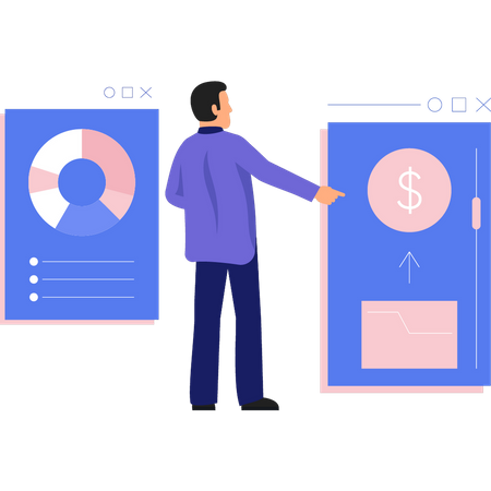 Businessman analyzing finance  Illustration