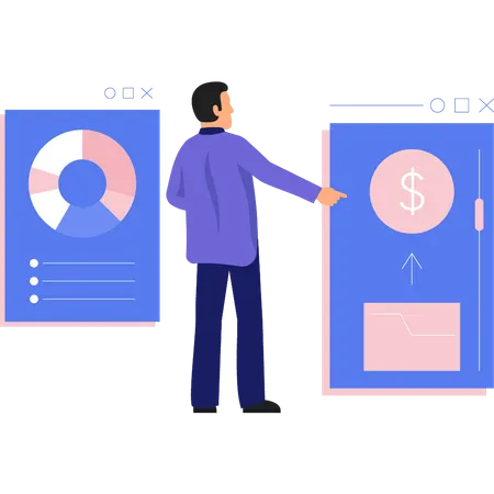 Businessman analyzing finance  Illustration