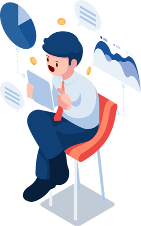 Businessman Analyzing Financial data  Illustration