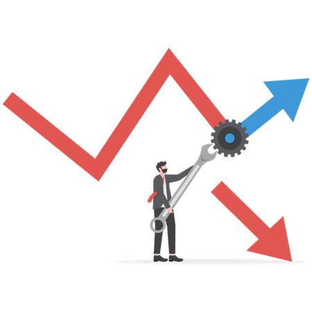 Businessman analyzing financial growth graph  Illustration