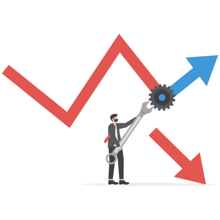 Businessman analyzing financial growth graph  Illustration