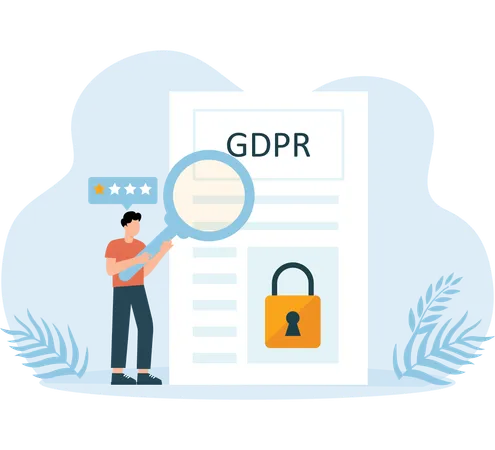 GDPR フォームを分析するビジネスマン  イラスト