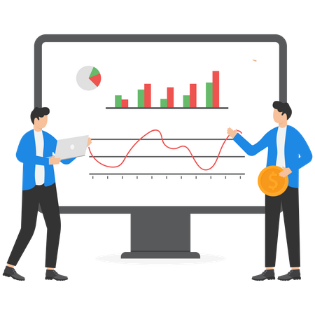 Businessman analyzing graphs  Illustration