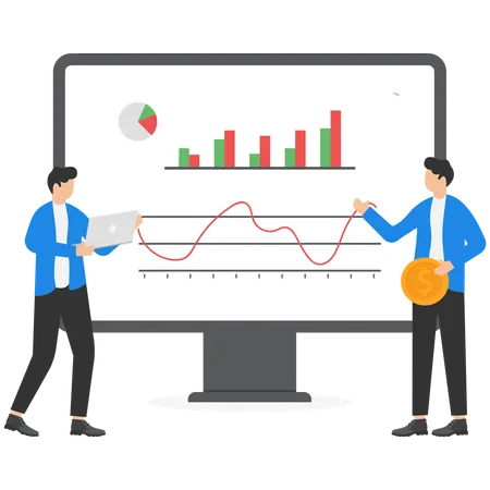 Businessman analyzing graphs  Illustration