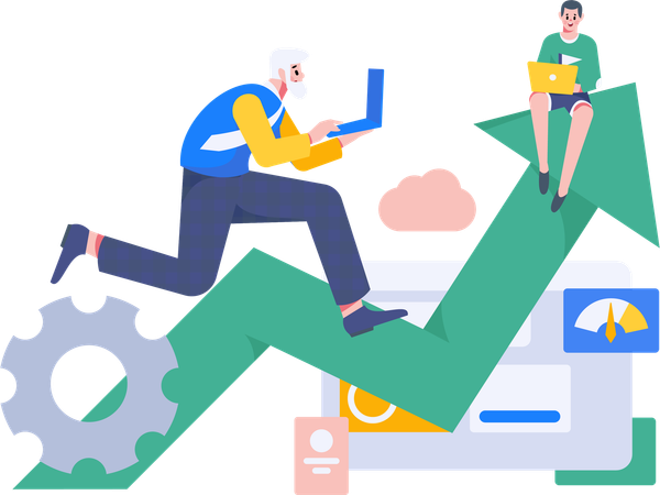 Businessman analyzing growth chart  Illustration