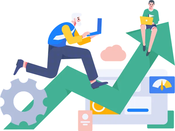 Businessman analyzing growth chart  Illustration