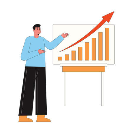 Businessman analyzing growth graph  Illustration