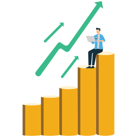 Businessman analyzing growth graph  Illustration