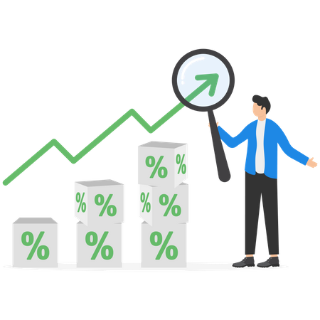 Businessman analyzing increase in interest rates due to inflation  Illustration