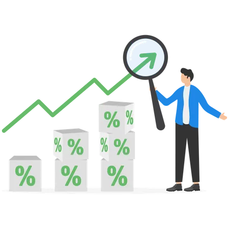 Businessman analyzing increase in interest rates due to inflation  Illustration