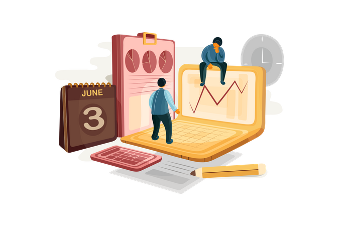 Businessman analyzing investment  Illustration