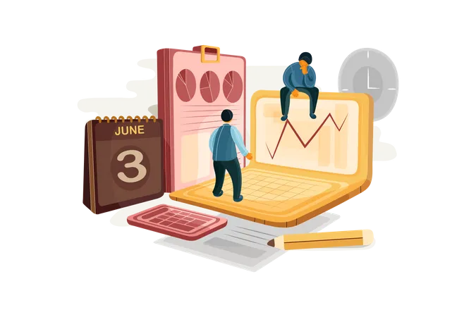 Businessman analyzing investment  Illustration