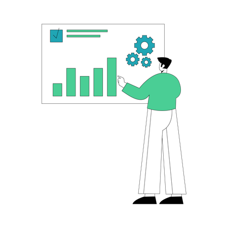Businessman analyzing market data chart  Illustration