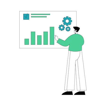 Businessman analyzing market data chart  Illustration