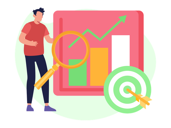 Businessman Analyzing Performance for Success  Illustration