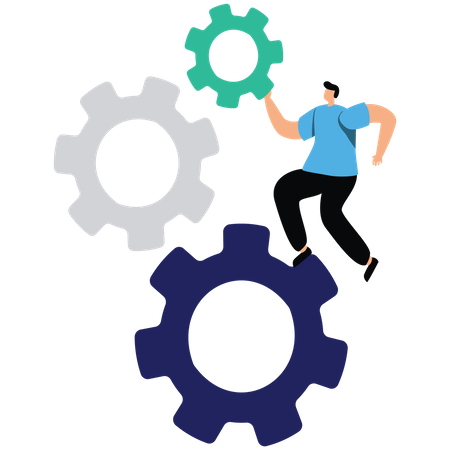 Businessman analyzing problem to fix the business problem  Illustration