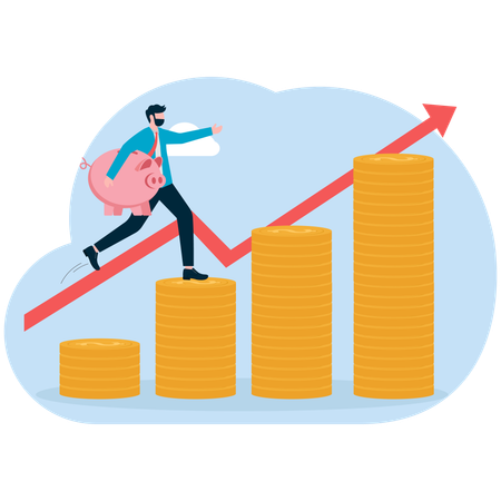 Businessman analyzing profit graph  Illustration