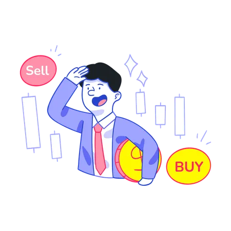 Businessman analyzing Stock market data  Illustration